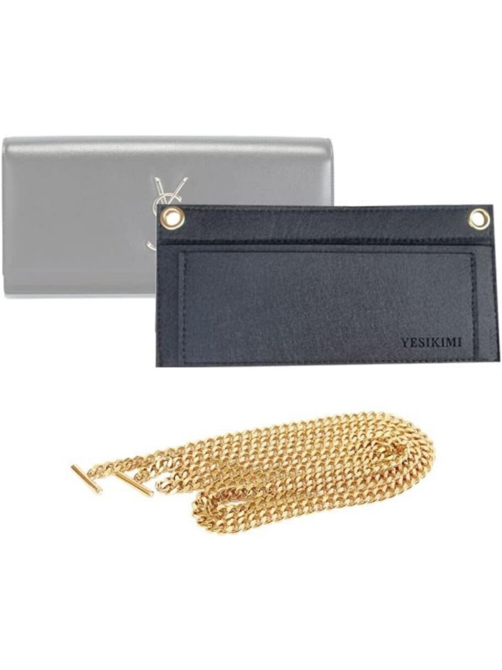 Stylish Clutch Organizer Kit with 47" Chain - Compatible with YSL Inserts